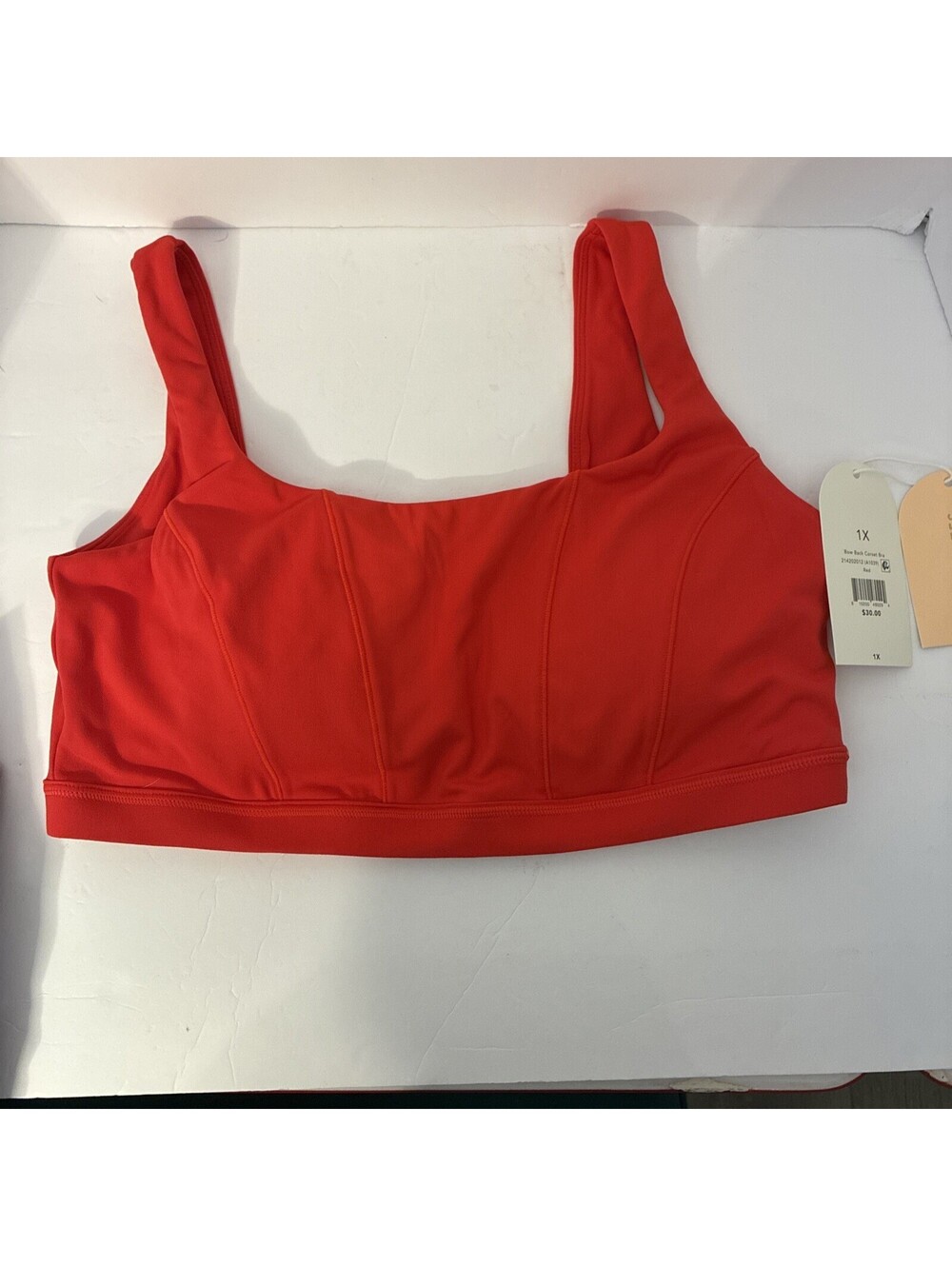 NWT Blogilates Bow Back Corset Bra Sz 1X Red Longline Sports Crop Athletic